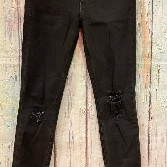 Rag & Bone Legging Jean Womens 25 Black Distressed Denim Goth Emo Skinny - Picture 2 of 8